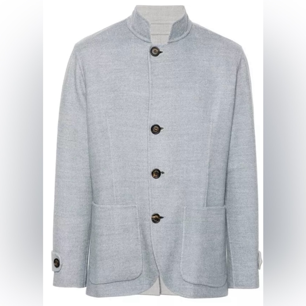 ELEVENTY Melange Gray 100%Cashmere Coat w/Relaxed Fit & stand-up collar, sz.50R